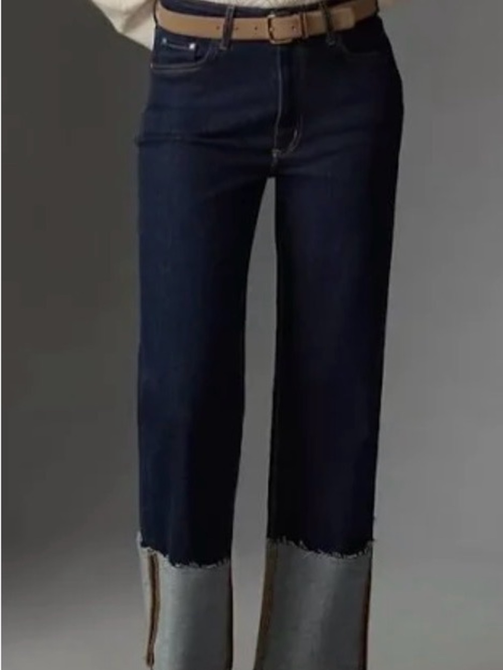 Pilcro from Anthropologie Scotty Cuffed High Rise Dark Indigo Straight-Leg Jeans